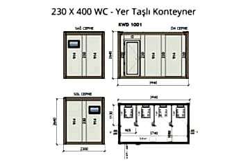 KW4 230X400 WC - Yer Taşlı Konteyner