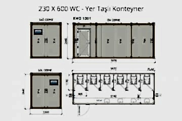 KW6 230X600 WC - Yer Taşlı Konteyner
